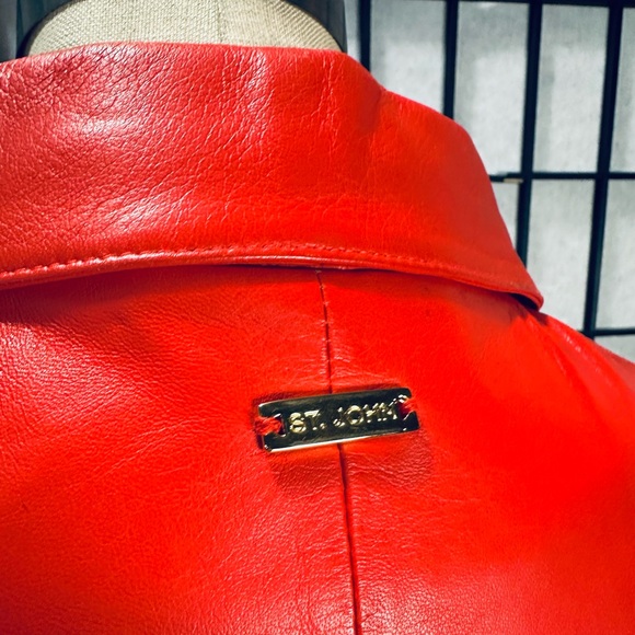 St. John Collection by Marie Gray Orange Leather Jacket - Picture 4 of 7
